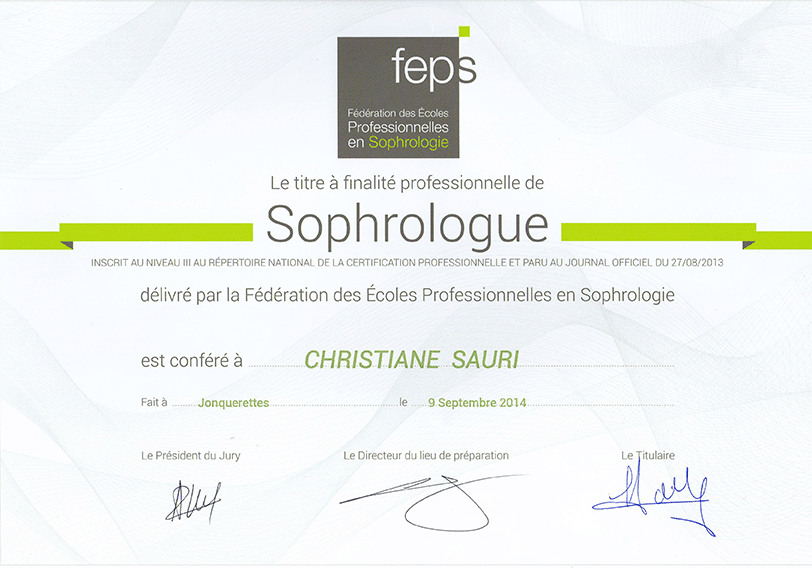 diplôme rncp sophrologie